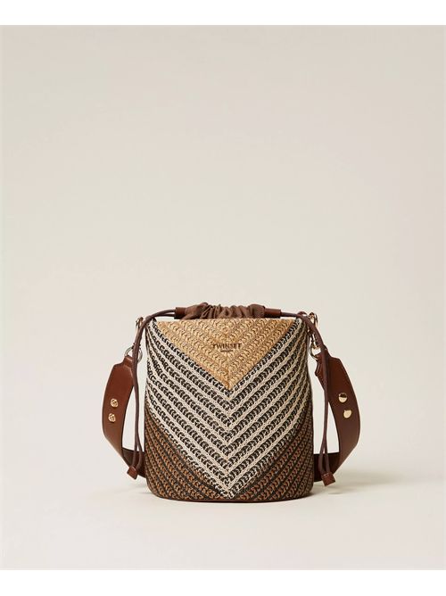 Borsa a secchiello jacquard in rafia TWINSET | TD8502/13504